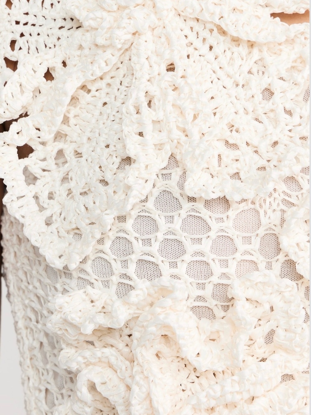 cult gaia Crochet One-Shoulder Floral Mini Dress in Cream - Picture 3 of 4